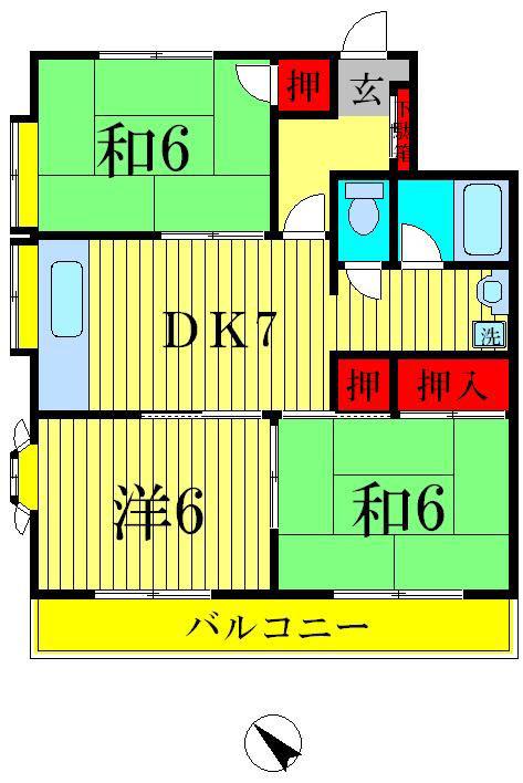 ハウス938(3DK/1階)の間取り写真