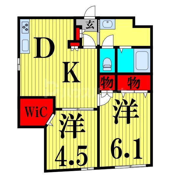 三高・ヴィラ東武練馬II(2DK/1階)の間取り写真