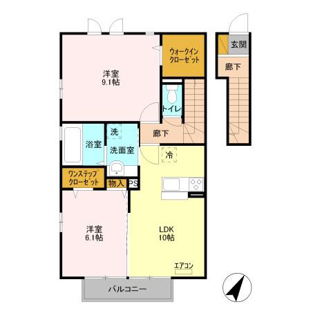 DANDELION C(2LDK/2階)の間取り写真