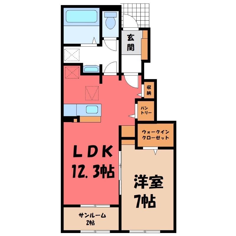 プチボヌールII(1LDK/1階)の間取り写真