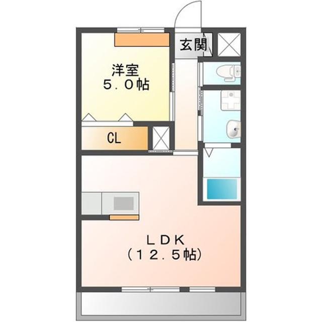 エスカーザ(1LDK/2階)の間取り写真