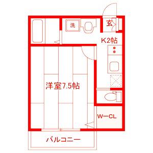 VILLAGE磯子II(1K/3階)の間取り写真