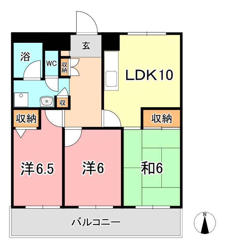 清幸マンション野田(3LDK/9階)の間取り写真