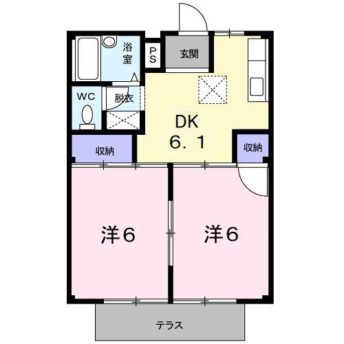 シティハイツフォレスト(2DK/1階)の間取り写真