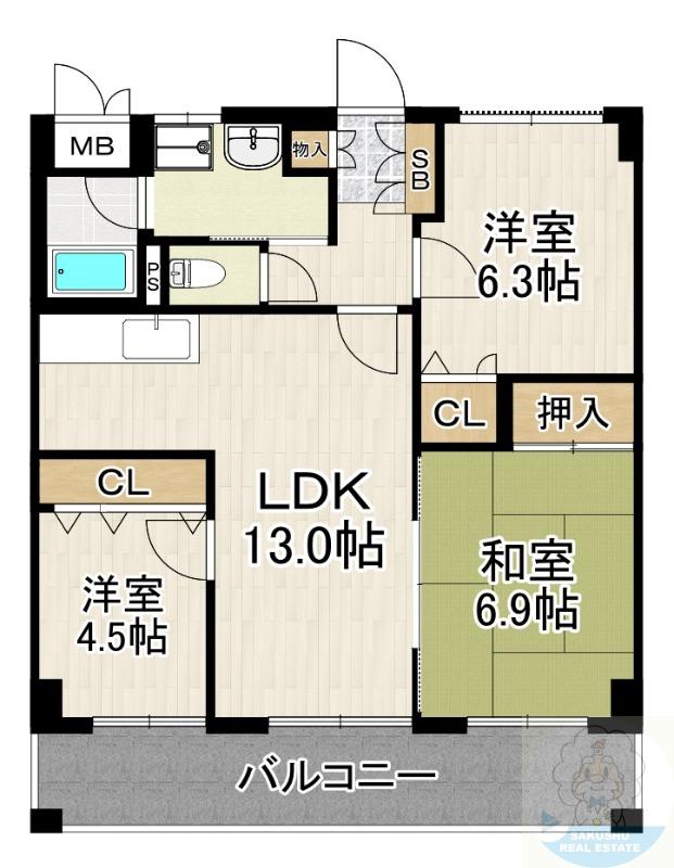 シティコート中陽2(3LDK/5階)の間取り写真