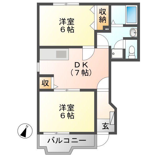 メゾンマルベリーA棟(2LDK/1階)の間取り写真