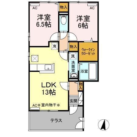 アルス外三 B(2LDK/2階)の間取り写真