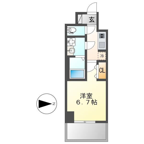 S-RESIDENCE志賀本通DEARLY(1K/15階)の間取り写真