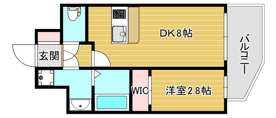 セレニテ難波ミラク弐番館(1LDK/8階)の間取り写真