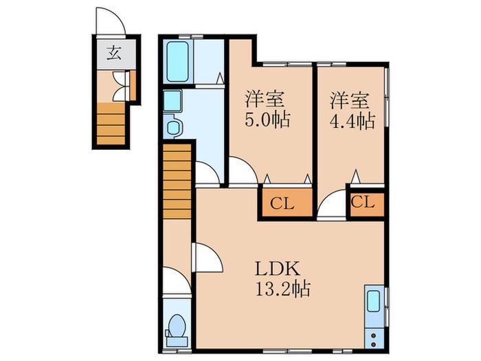 ノーザンブルー(2LDK/2階)の間取り写真