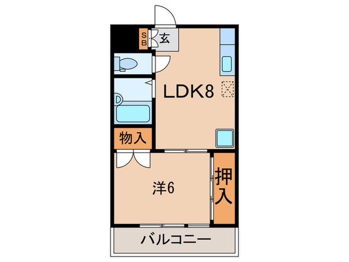 メゾンアヴェニール(1LDK/2階)の間取り写真