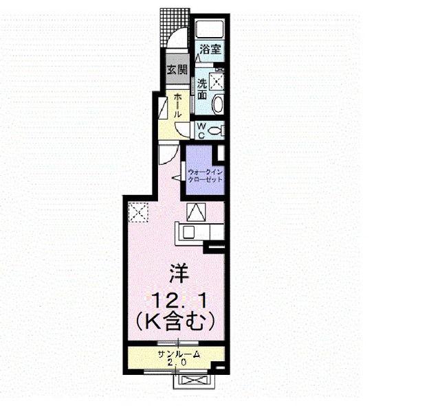 ブレイクスル一番町(ワンルーム/1階)の間取り写真