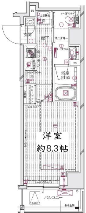 レガリス清澄白河ブロッサム(1K/7階)の間取り写真
