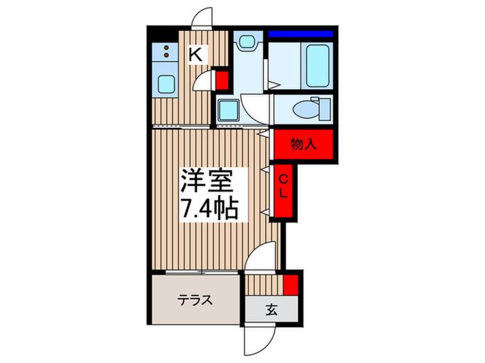 トワール(1K/1階)の間取り写真