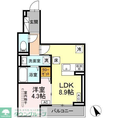 D PAINA 鷺沼(1LDK/1階)の間取り写真