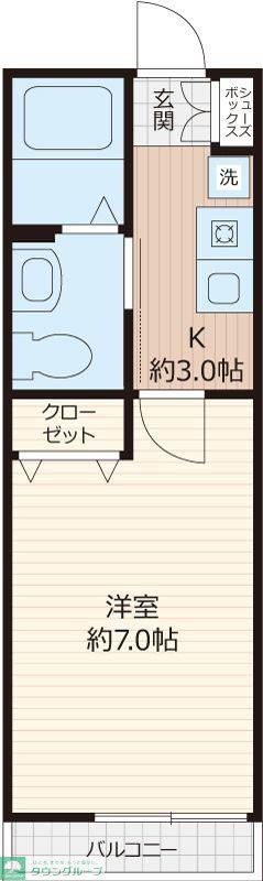 サンフレール(1K/2階)の間取り写真