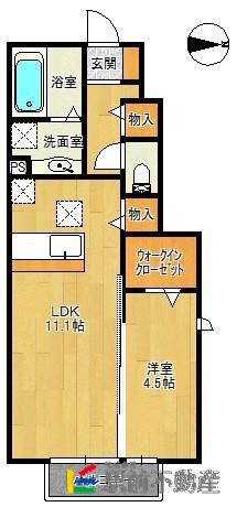 メゾン・ド・カメリア(1LDK/1階)の間取り写真
