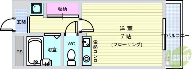ベル蛍池(ワンルーム/2階)の間取り写真