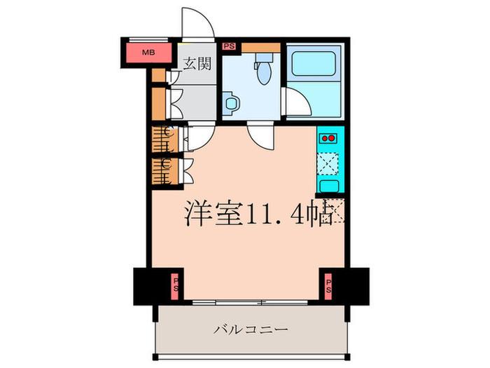 COURT HILLS 広尾南(ワンルーム/5階)の間取り写真