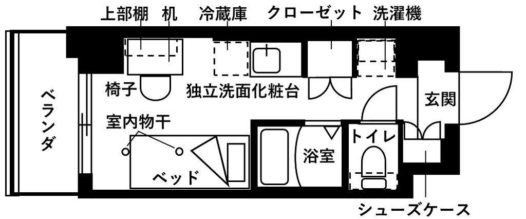フレンシアエール仙川(ワンルーム/7階)の間取り写真