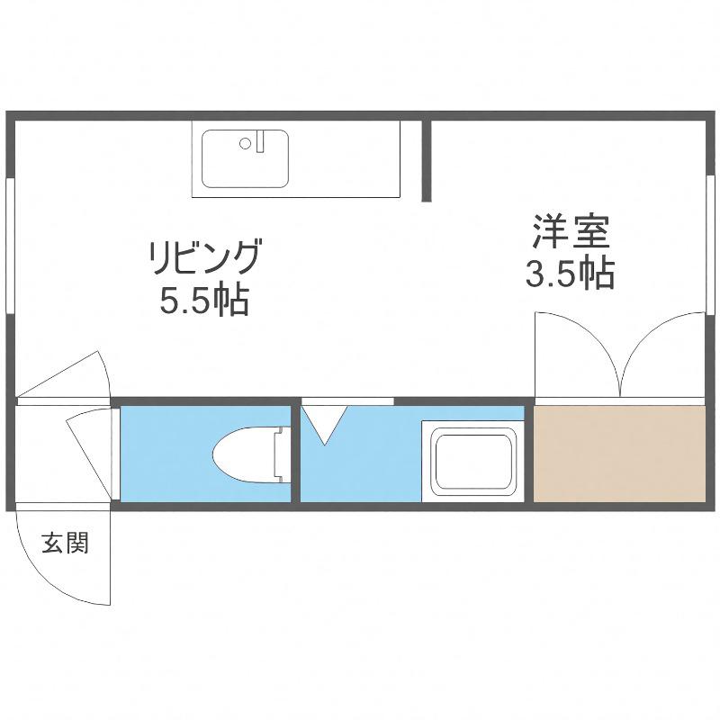 ラッフィット栄通(1DK/2階)の間取り写真
