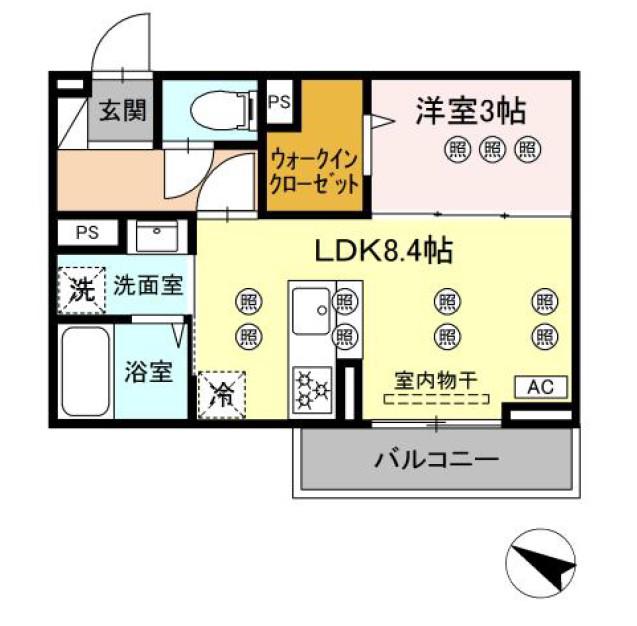 サンガーデン新山口 B(1LDK/1階)の間取り写真