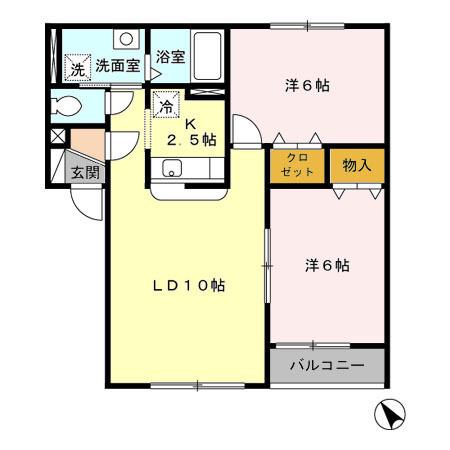 ロイウッド月寒中央(2LDK/1階)の間取り写真