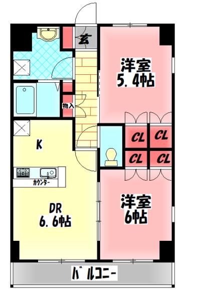 ESPERANZA(2LDK/6階)の間取り写真