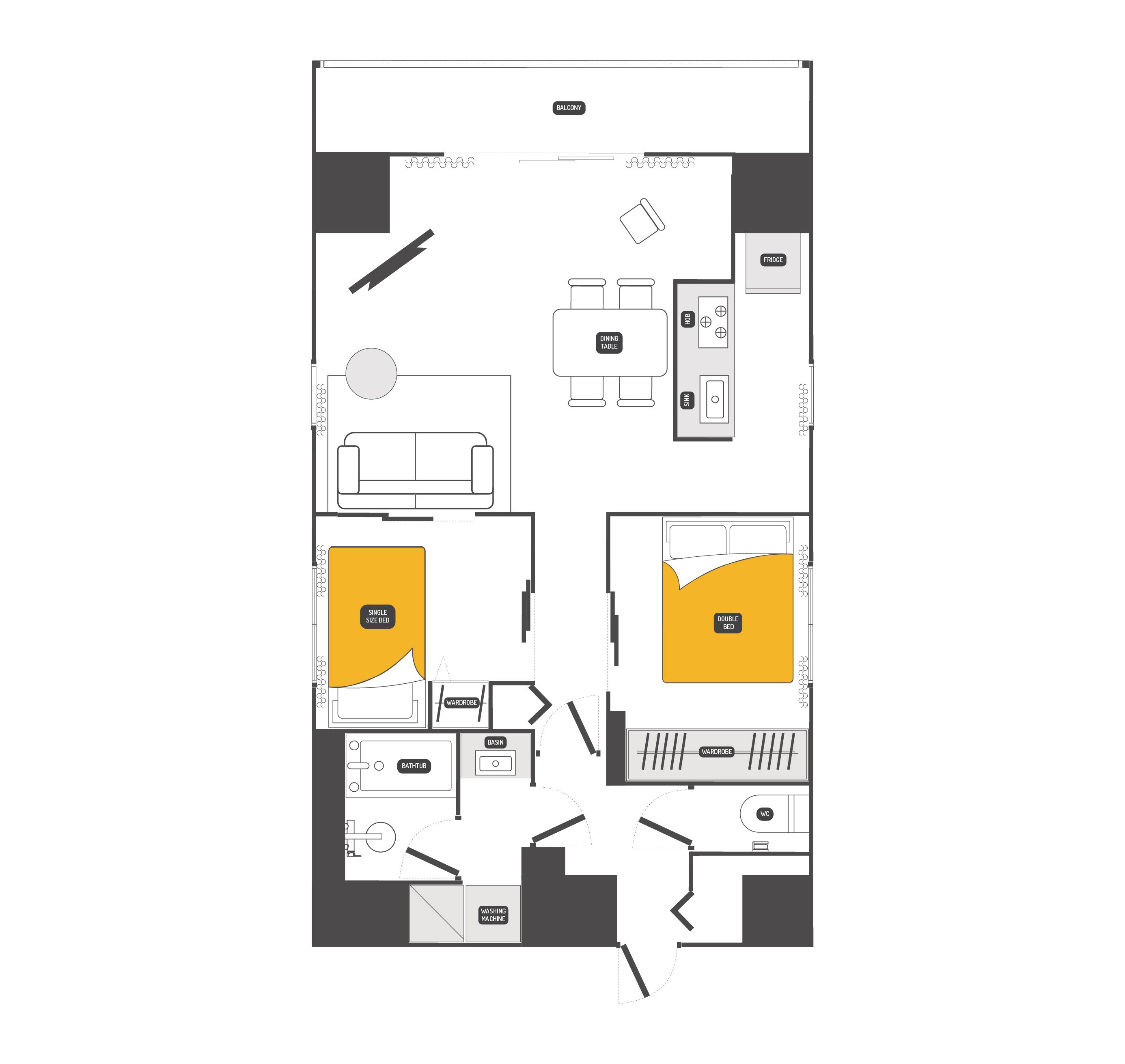 DASH LIVING NIHONBASHI イースト - 2BR H(2LDK/9階)の間取り写真