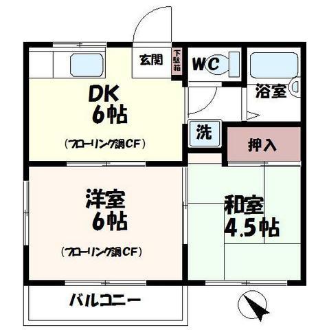 メゾンリラ(2DK/2階)の間取り写真
