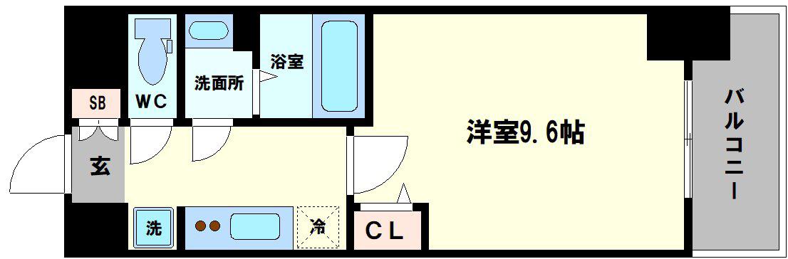 ソルテラスNAMBAフロント(1K/15階)の間取り写真