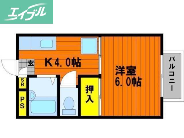 メゾン山盛(1K/2階)の間取り写真