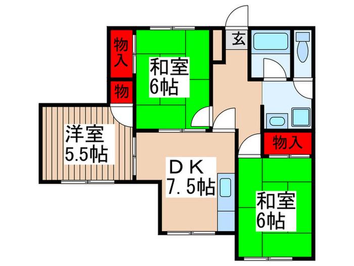 ハイツ池沢(3DK/1階)の間取り写真