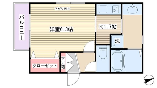 フルール(ワンルーム/4階)の間取り写真