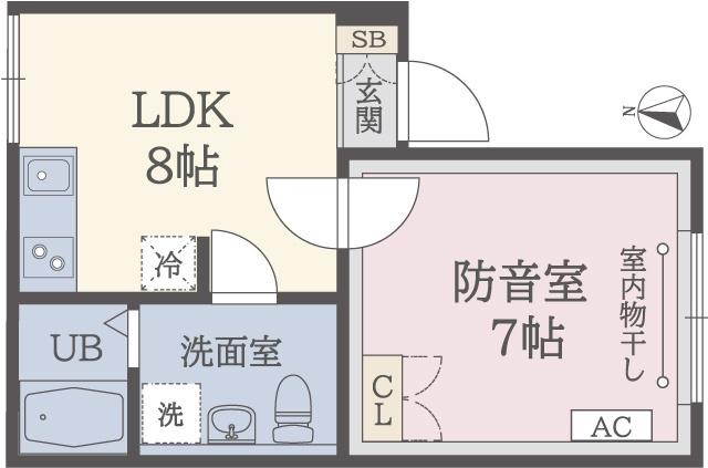 ラシクラス中丸町(1LDK/1階)の間取り写真