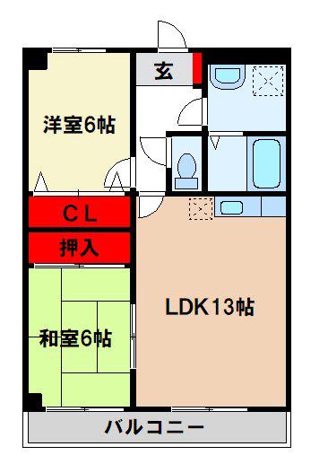 ウエストパークコート(2LDK/1階)の間取り写真