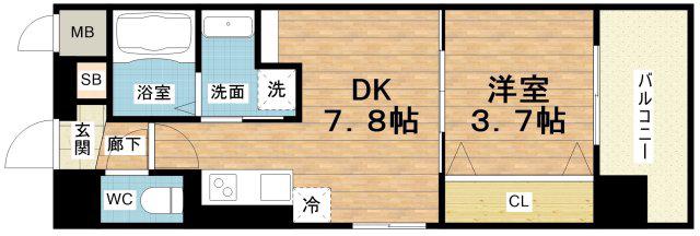 DIMORA難波(1LDK/8階)の間取り写真