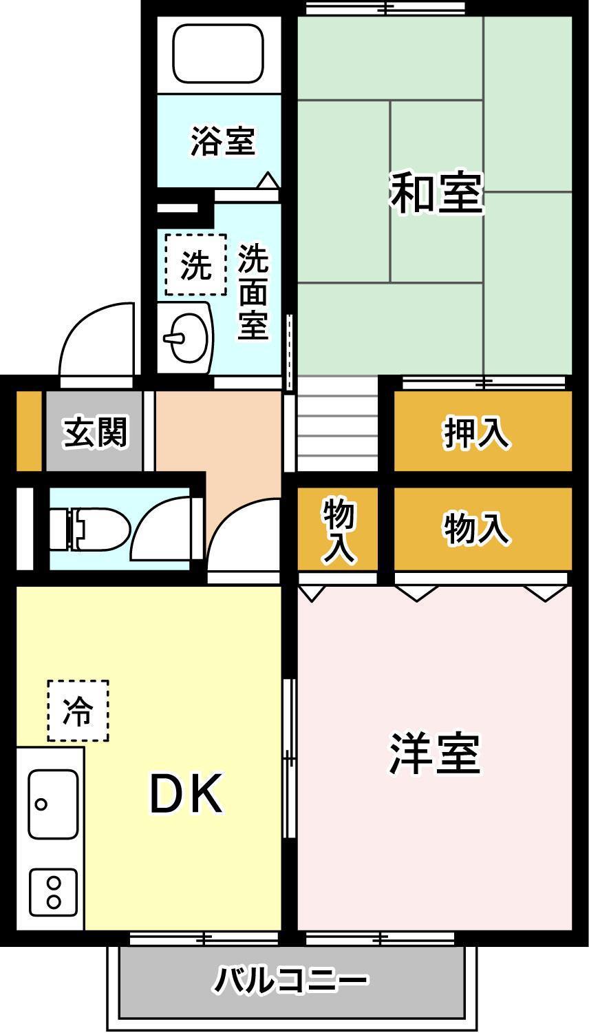 ルミエール福原 II(2DK/2階)の間取り写真