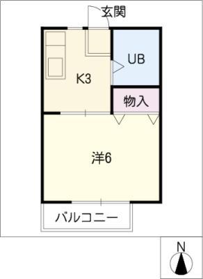 サンシティ鶴舞(1K/2階)の間取り写真