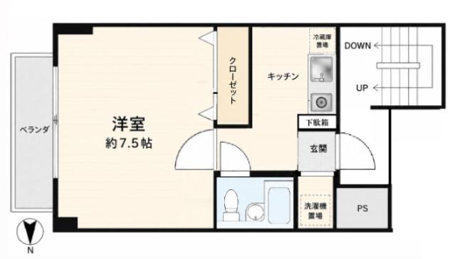 高円寺名店ビルエメラルドタワー(1K/4階)の間取り写真