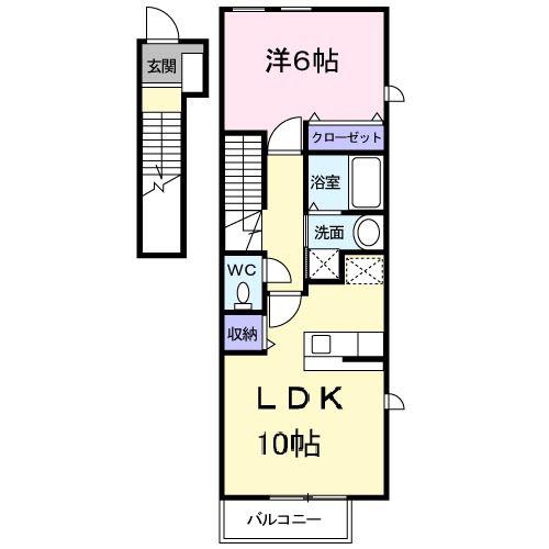 オーヴDOKIB(1LDK/2階)の間取り写真