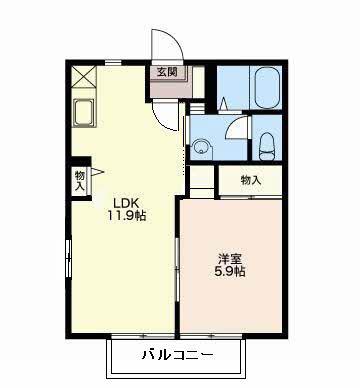 あおぞのC(1LDK/2階)の間取り写真
