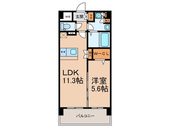 ルナ・グランデ(1LDK/5階)の間取り写真