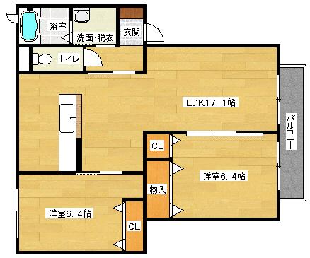 メゾンうえたIII(2LDK/2階)の間取り写真