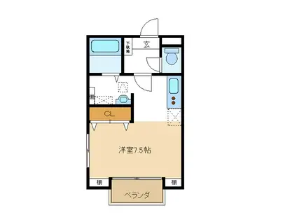 ベルリード(1K/1階)の間取り写真
