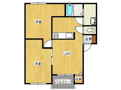 ソレイユ小郡(2LDK/2階)の間取り写真
