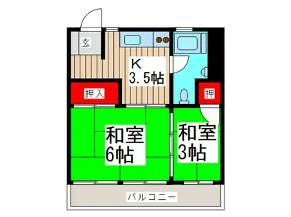 第2三井マンション(2K/2階)の間取り写真