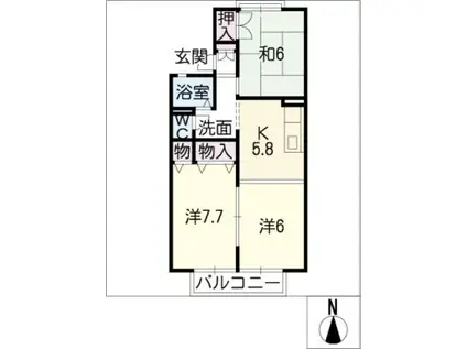 セジュールカメリア(3K/2階)の間取り写真