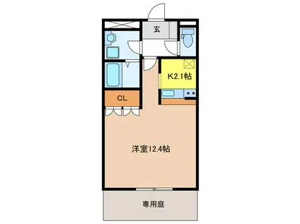 スプリングデザイヤー(1K/1階)の間取り写真