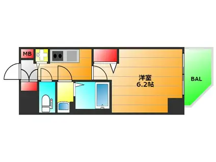 プレサンス北堀江(1K/11階)の間取り写真